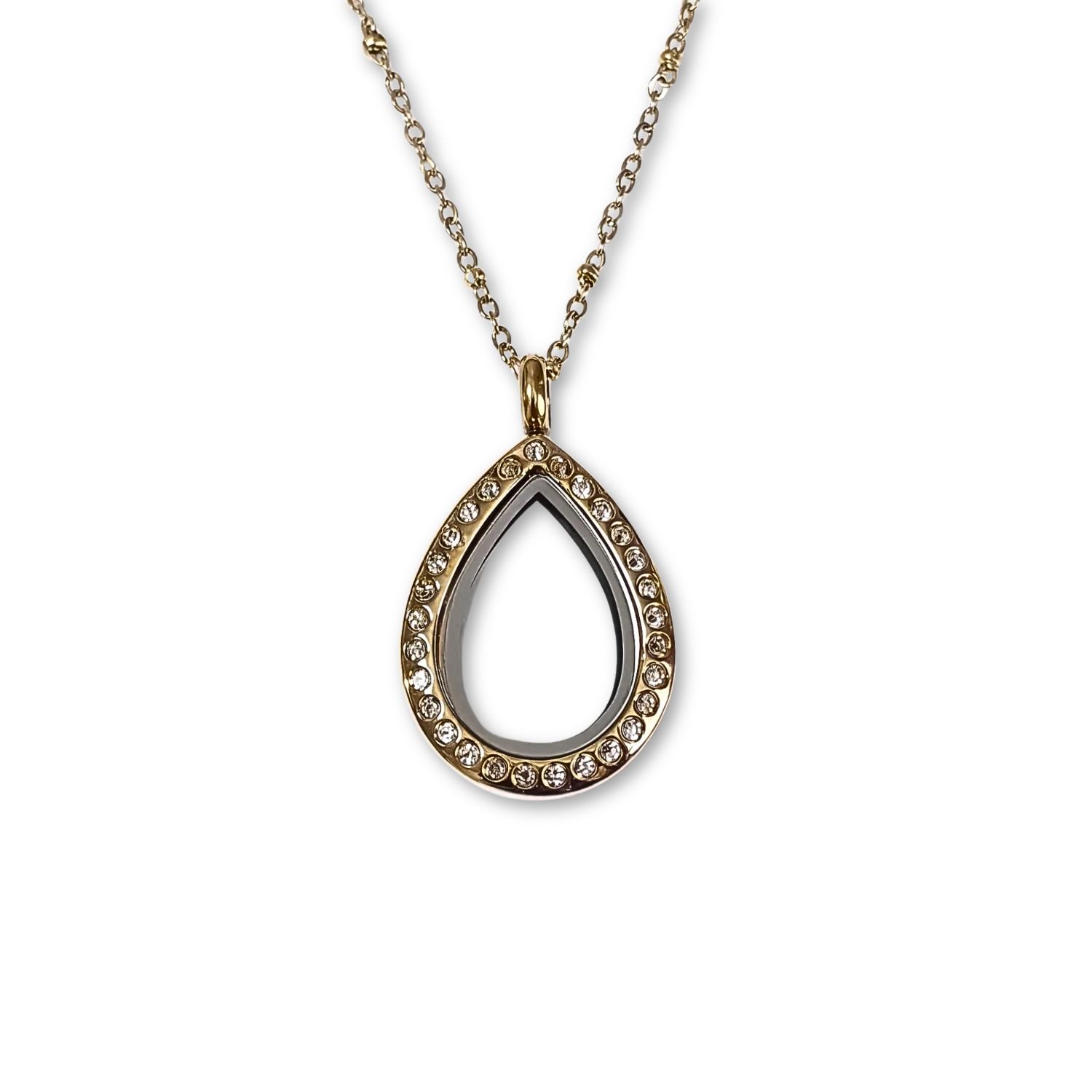 NEW! Petite Gold Crystal Teardrop Memory Locket