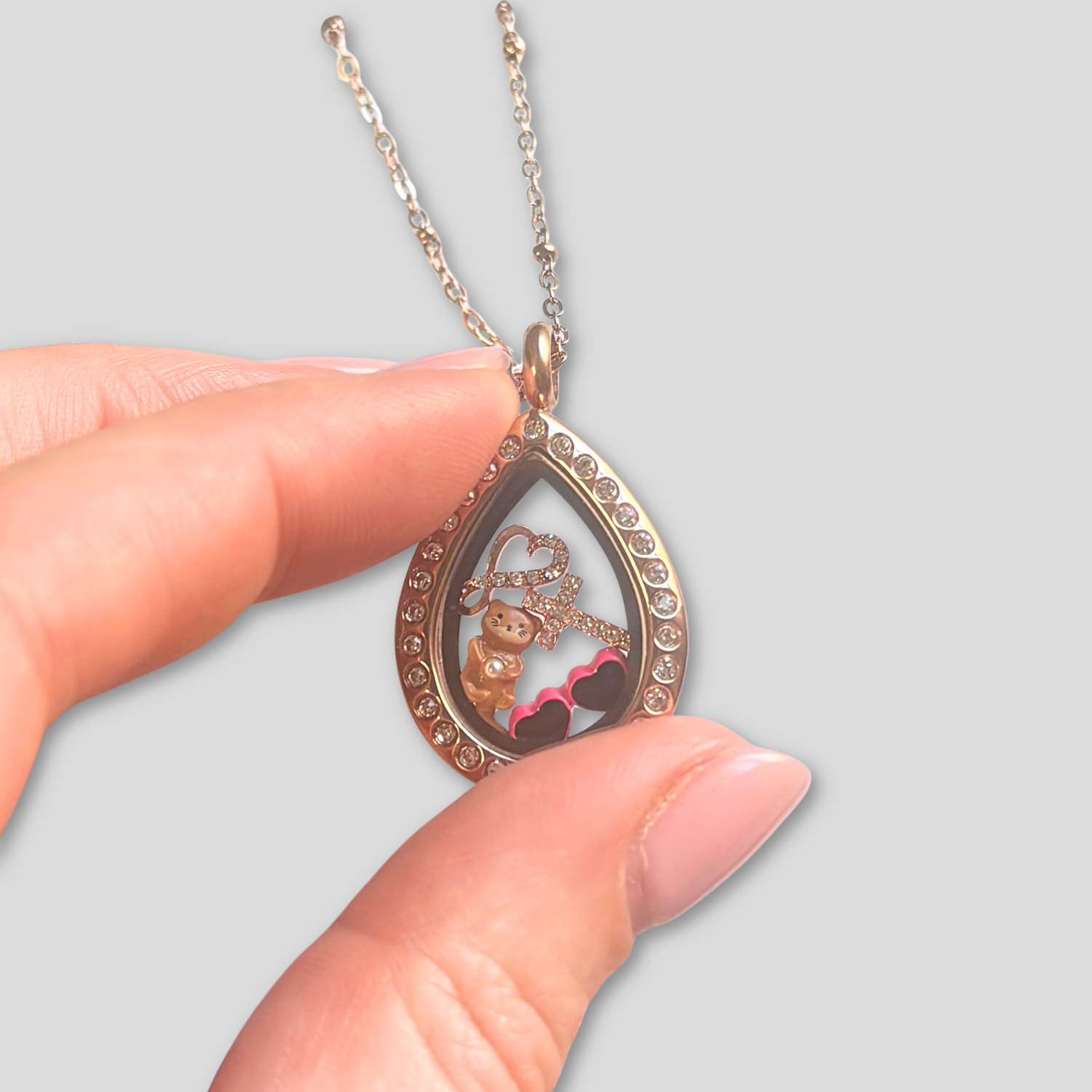 NEW! Petite Rose Gold Crystal Teardrop Memory Locket