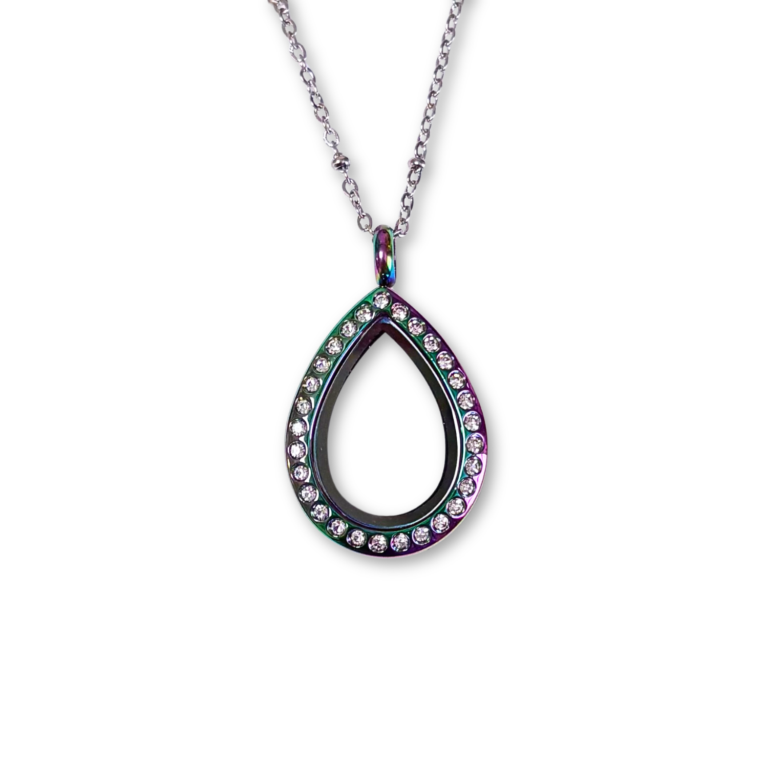 NEW! Petite Rainbow Crystal Teardrop Memory Locket