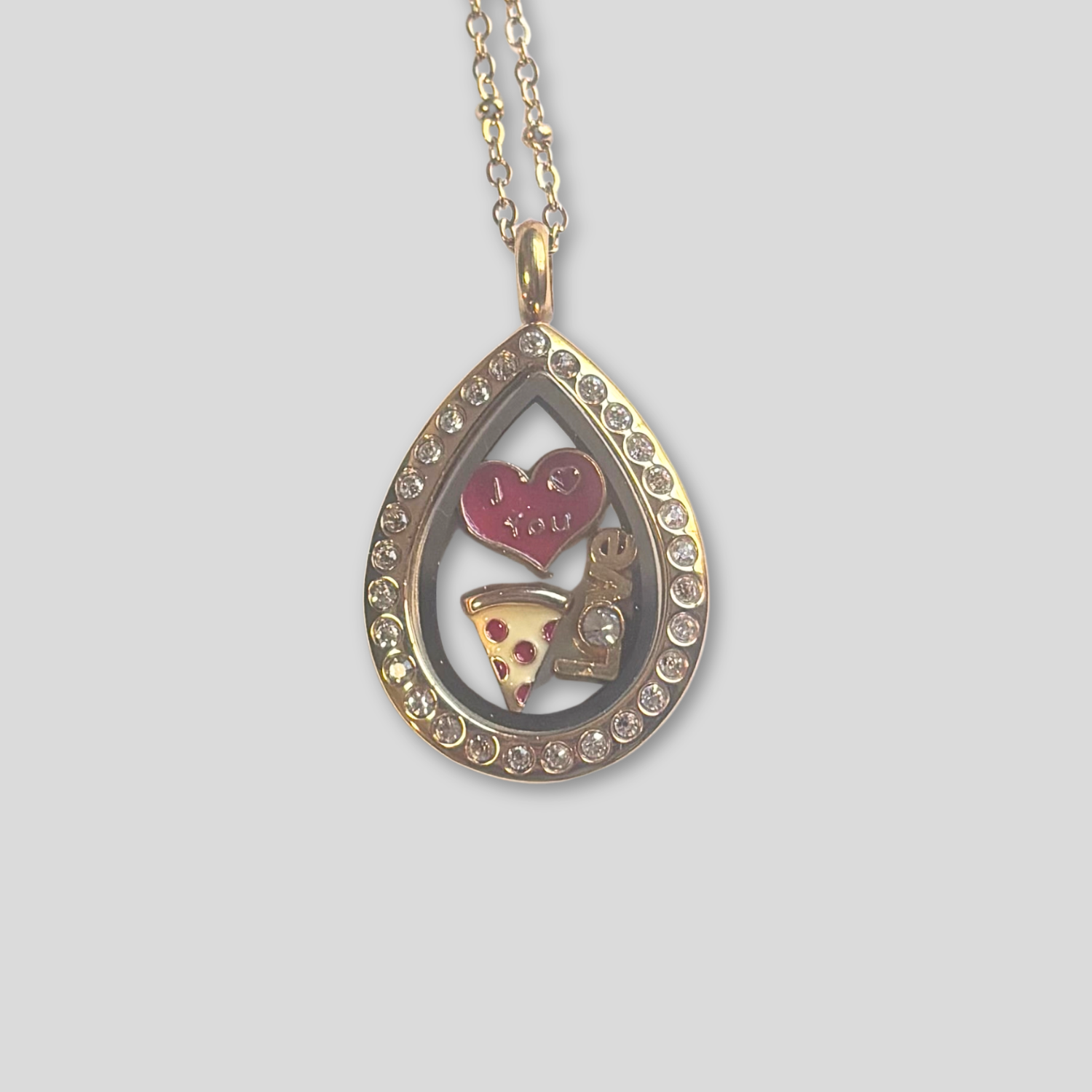 NEW! Petite Gold Crystal Teardrop Memory Locket