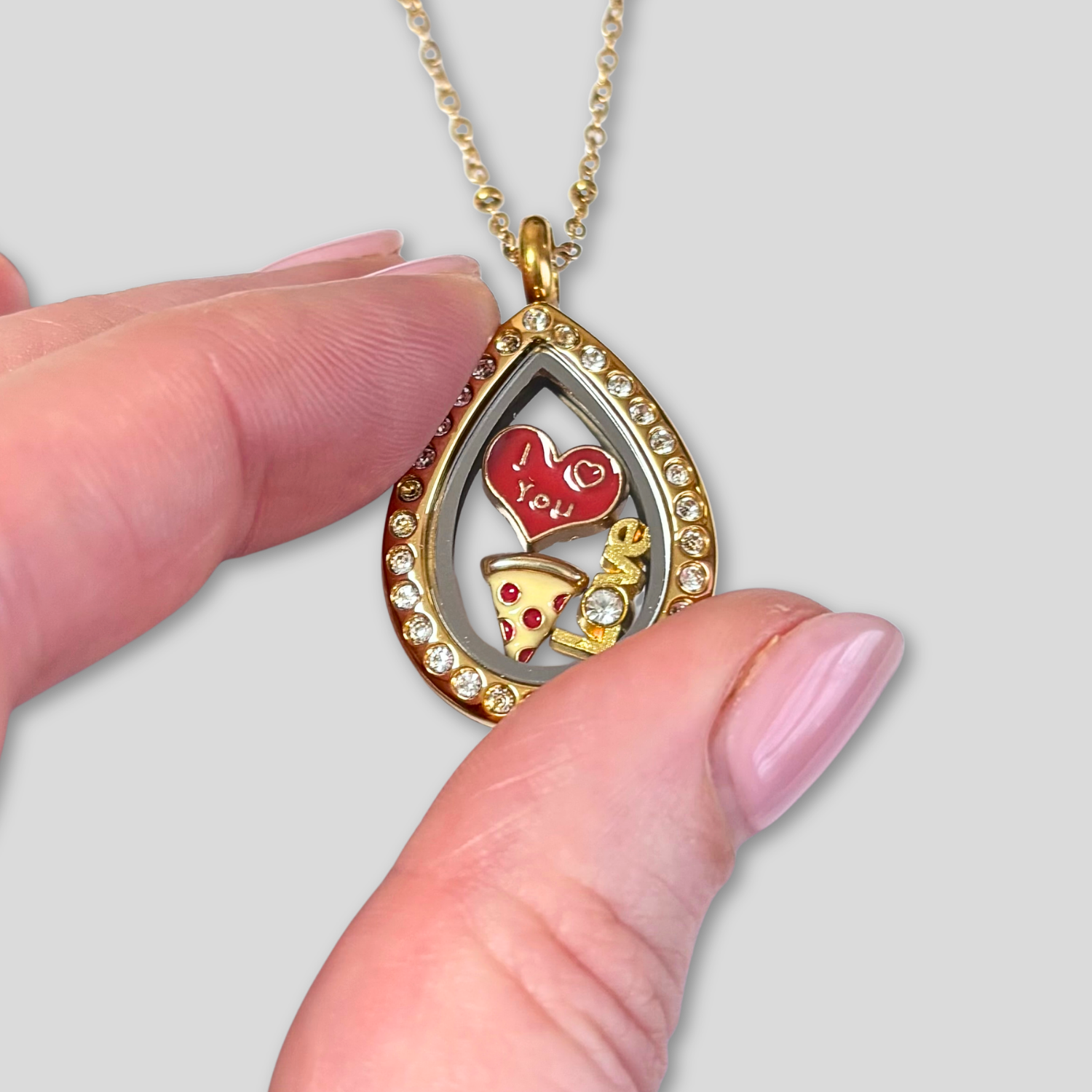 NEW! Petite Gold Crystal Teardrop Memory Locket