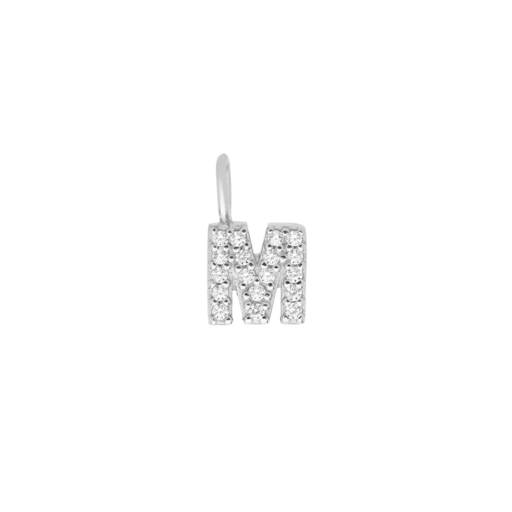 Sterling Silver Mini Crystal Initial Necklace