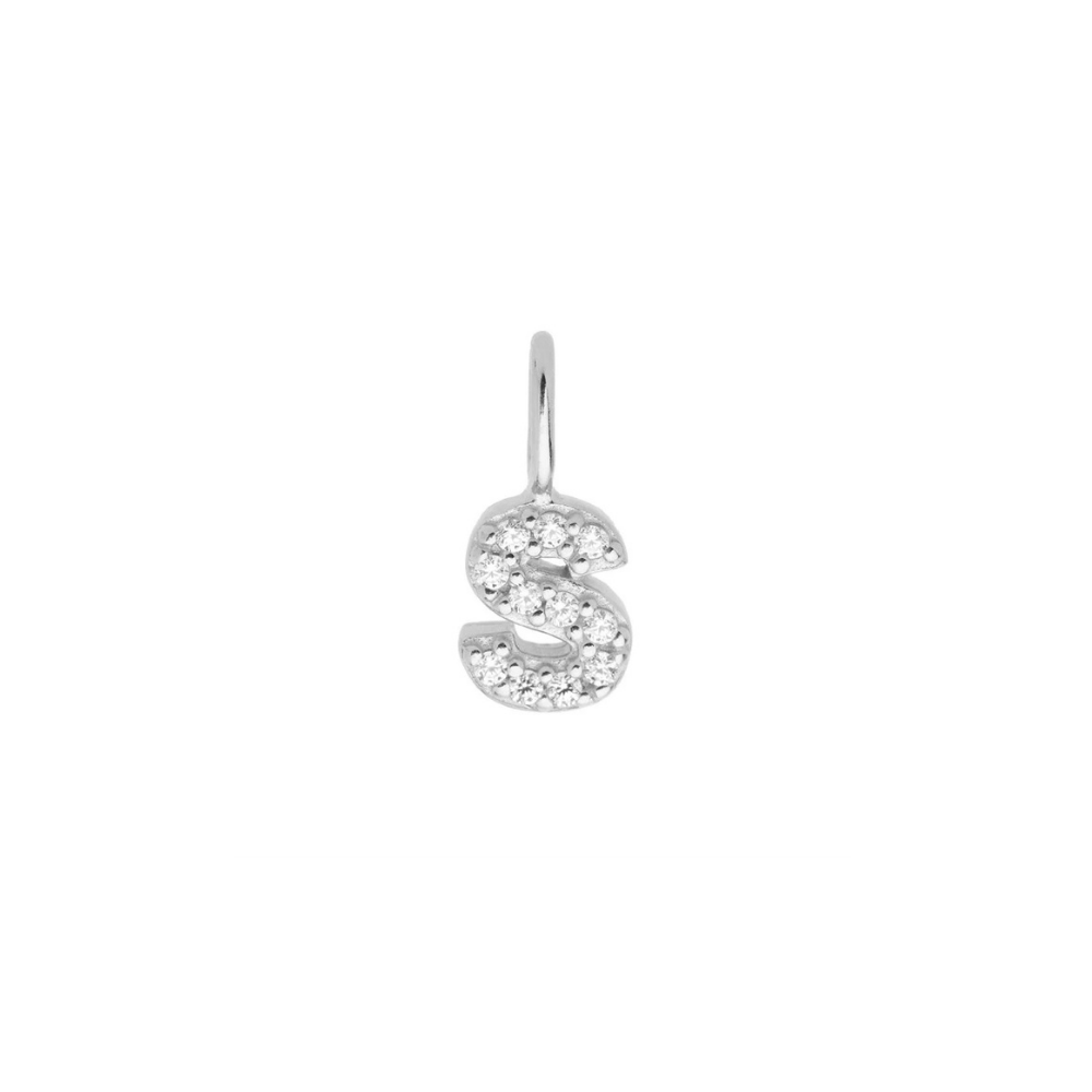 Sterling Silver Mini Crystal Initial Necklace