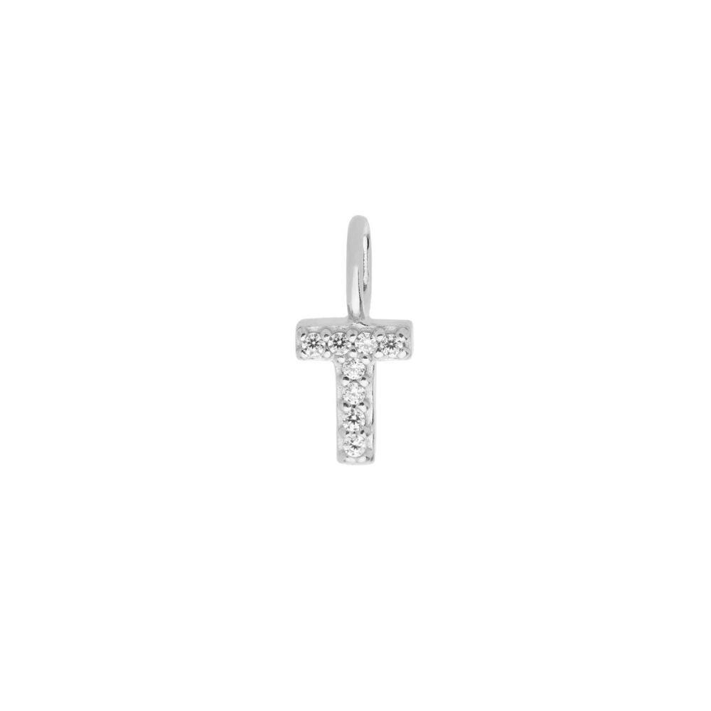 Sterling Silver Mini Crystal Initial Necklace