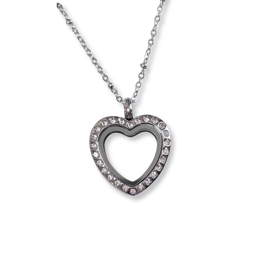 NEW! Petite Silver Heart Crystal Memory Locket