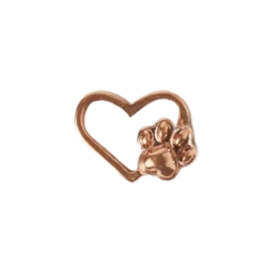 Memory Locket Charm - Rose Gold Heart With Paw