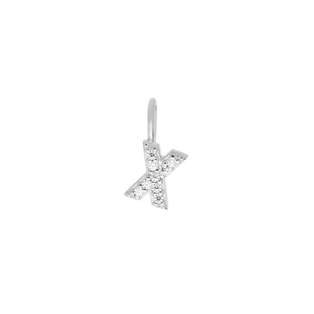 Sterling Silver Mini Crystal Initial Necklace