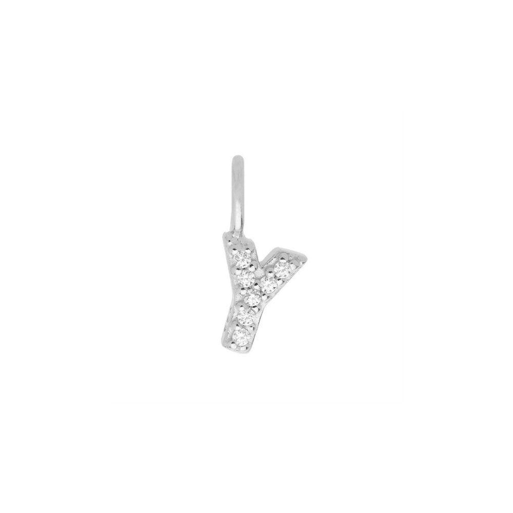 Sterling Silver Mini Crystal Initial Necklace