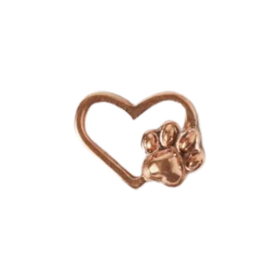 Memory Locket Charm - Heart With Paw (Rose Gold)