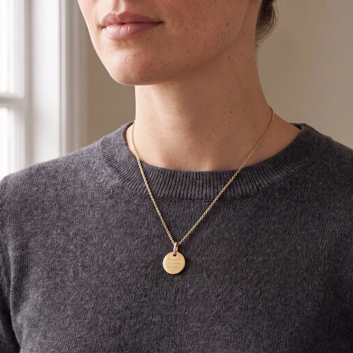 Personalised Disc Necklace – Gold