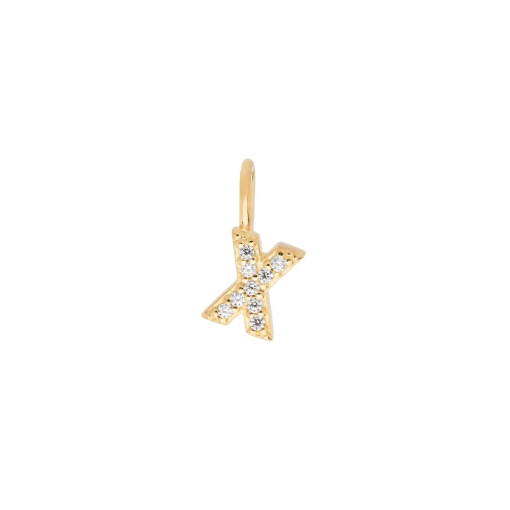 Gold Vermeil Mini Crystal Initial Necklace