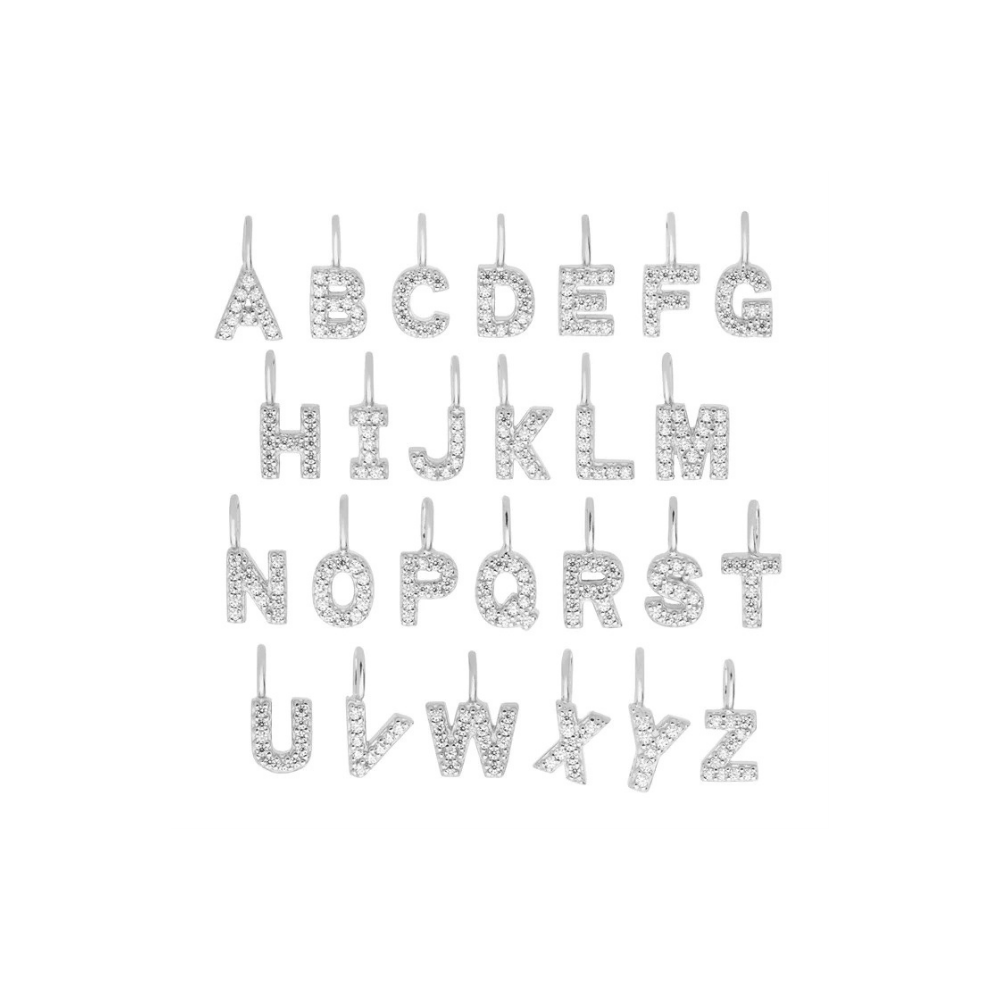 Sterling Silver Mini Crystal Initial Necklace