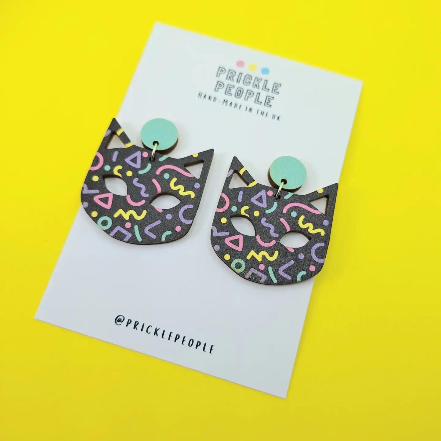 90s Pattern Cat Earrings - The Little Jewellery Company