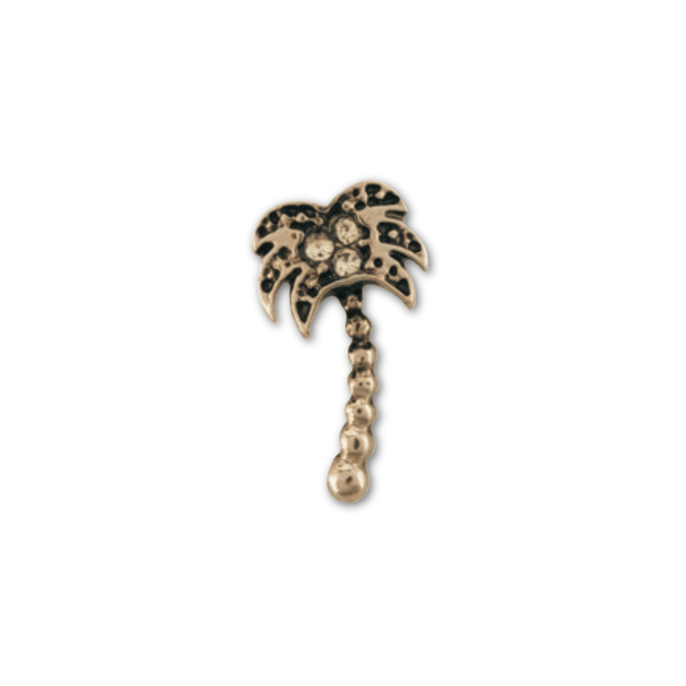 Palm Tree (Gold and Crystal) Memory Locket Charm