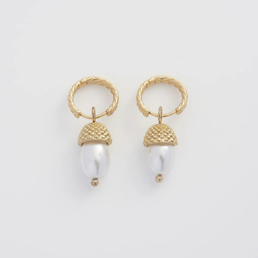 Acorn Pearl Hoops - The Little Jewellery Company