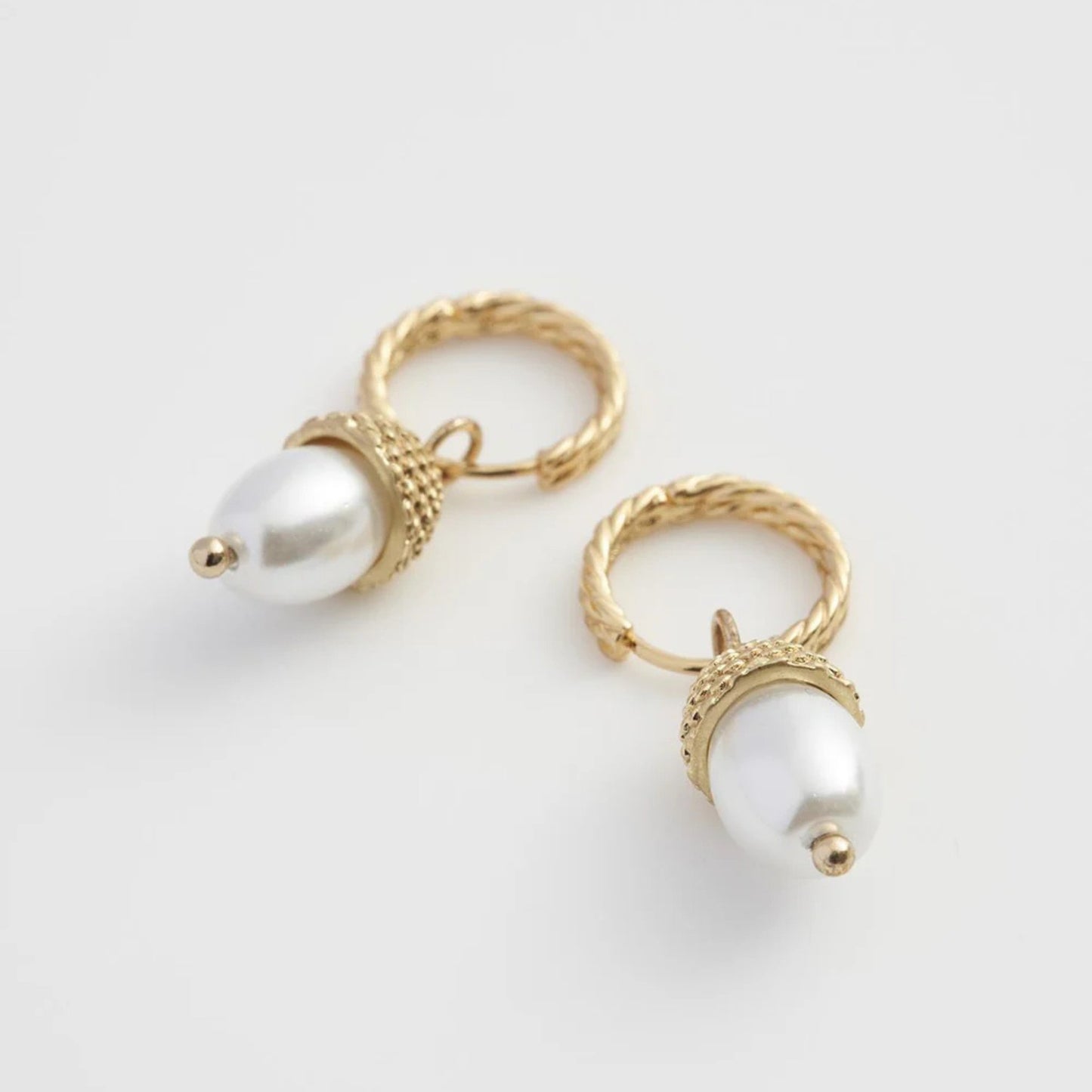 Acorn Pearl Hoops - The Little Jewellery Company