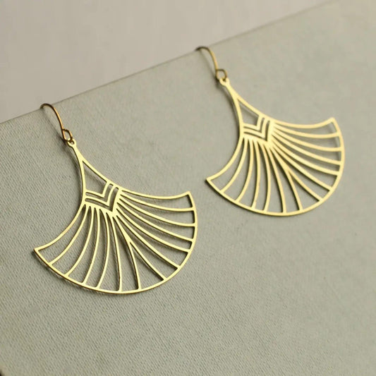 Art Deco Aztec Statement Fan Earrings - The Little Jewellery Company