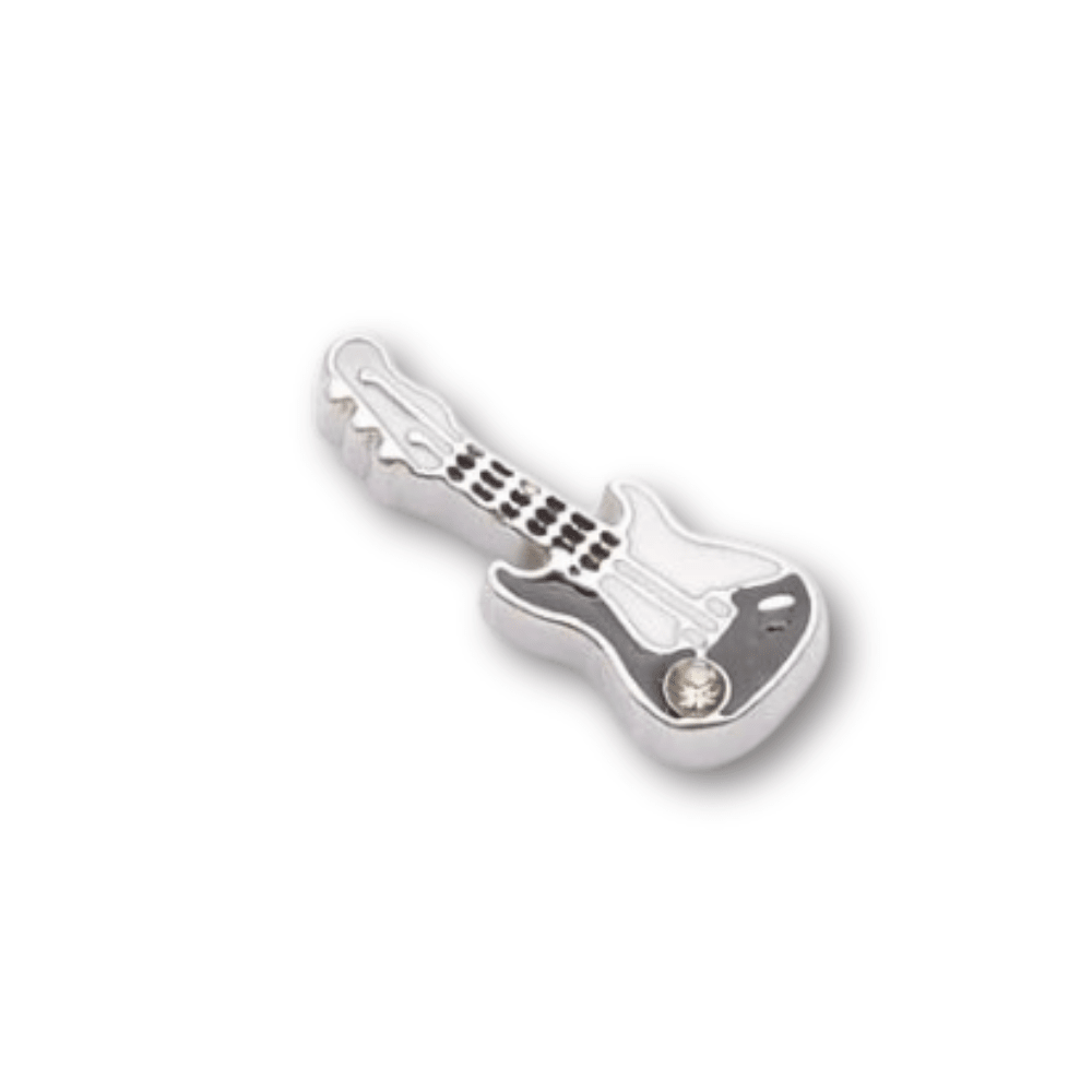 Black Guitar Memory Locket Charm - The Little Jewellery Company