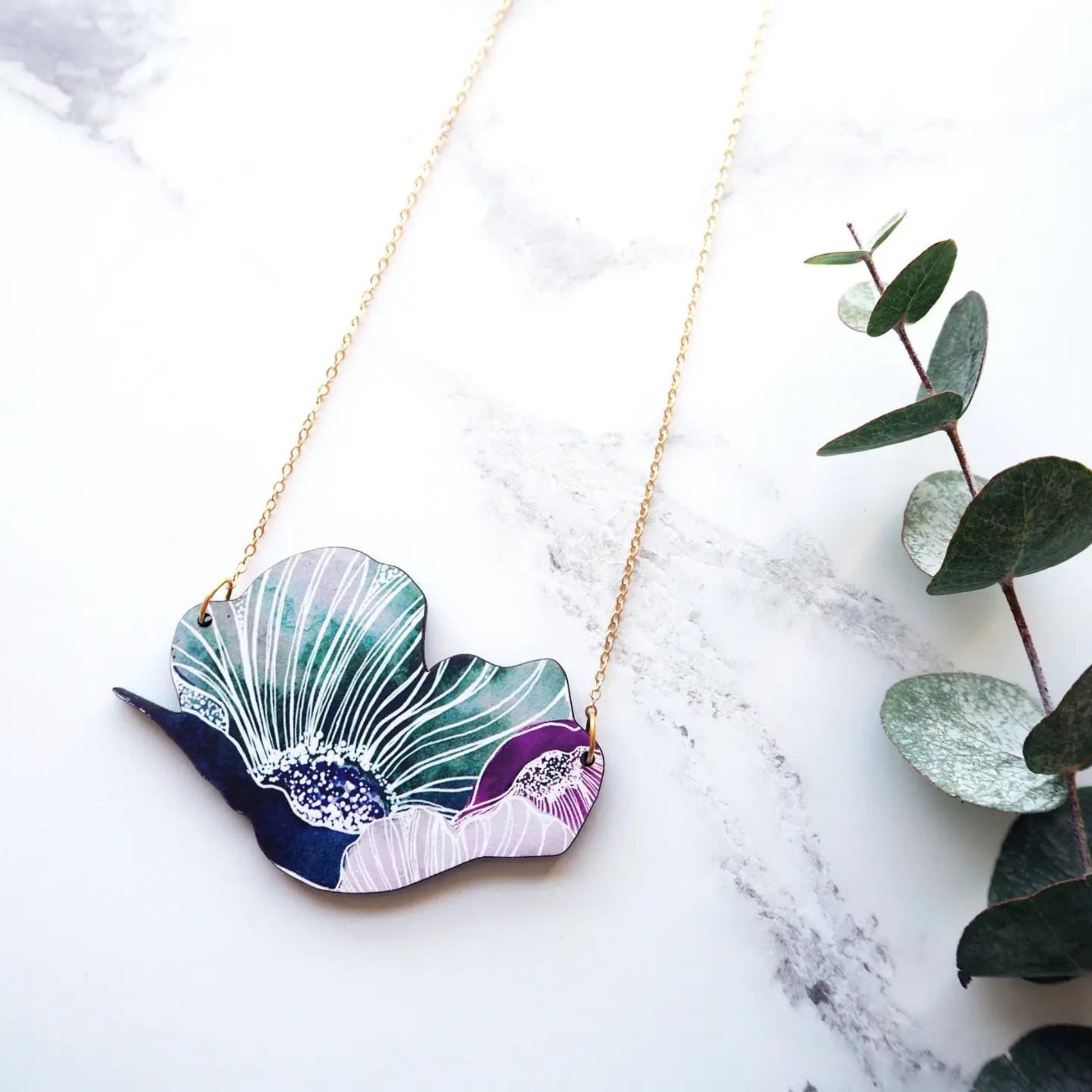 Blue Flower Necklace - The Little Jewellery Company