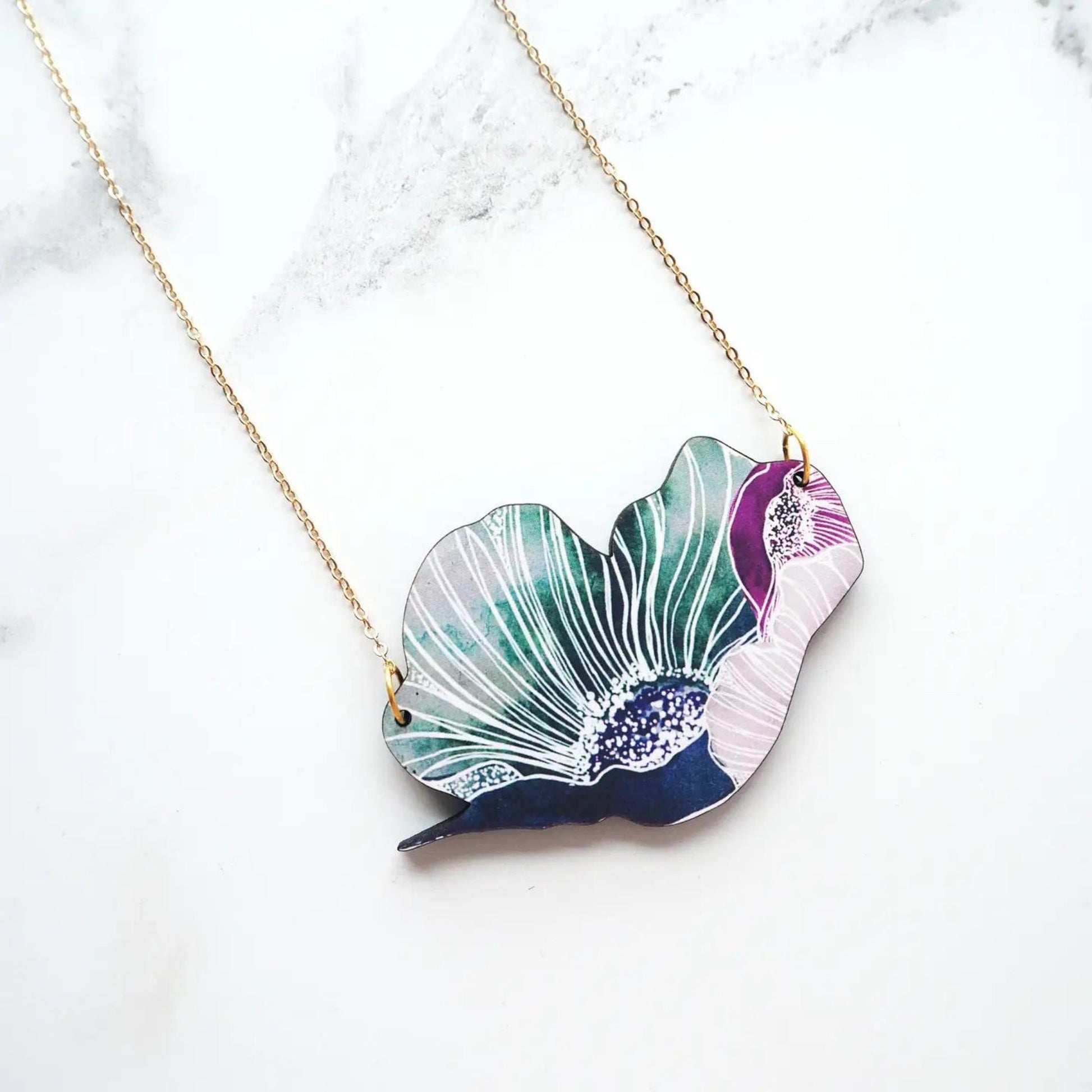 Blue Flower Necklace - The Little Jewellery Company