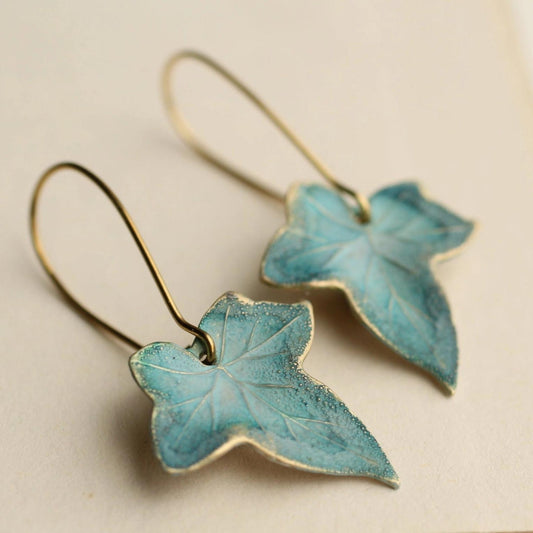 Blue Ivy Leaf Earrings - The Little Jewellery Company