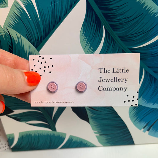 Button Studs (Pink/Purple) - The Little Jewellery Company