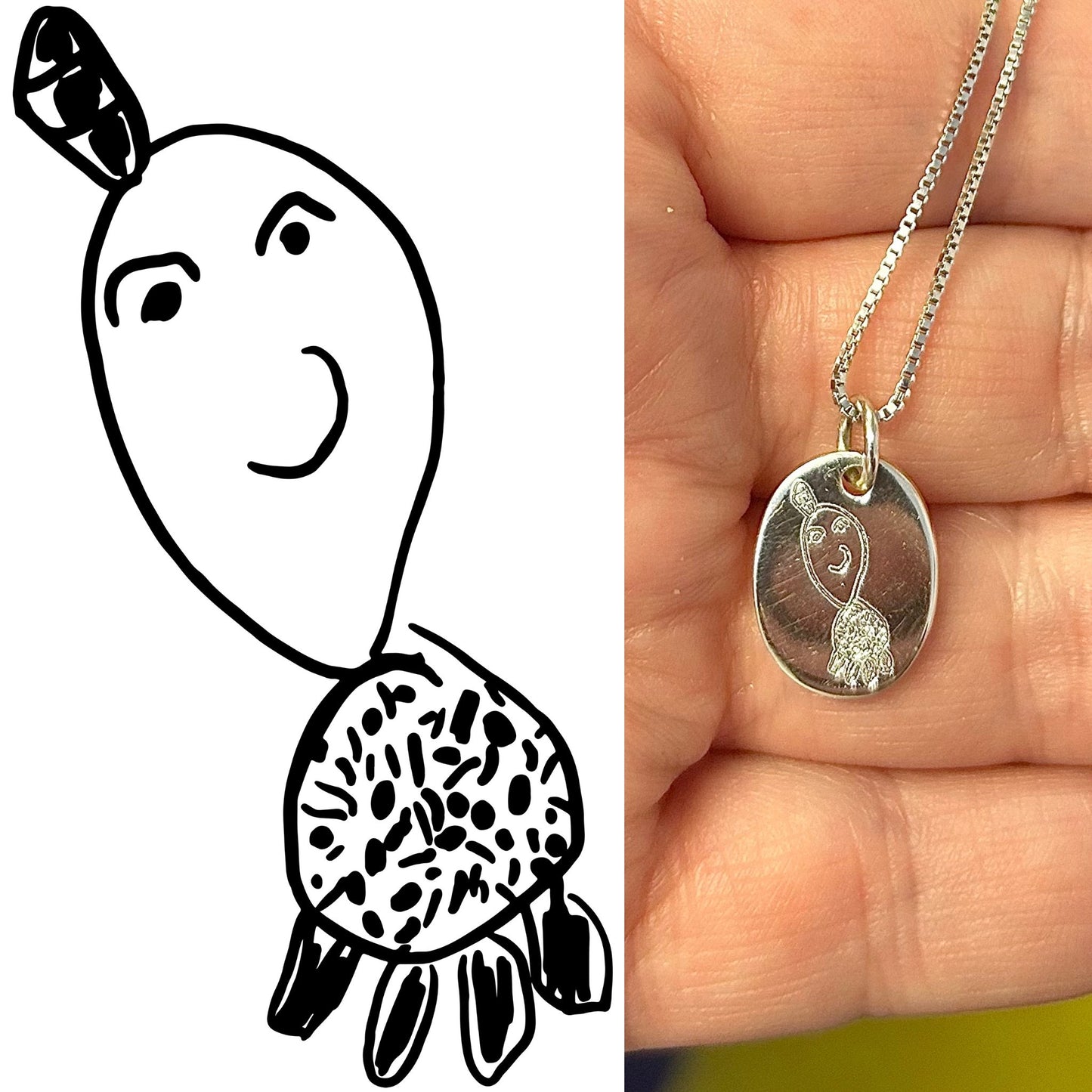 Child's Drawing Engraved Pendant - The Little Jewellery Company