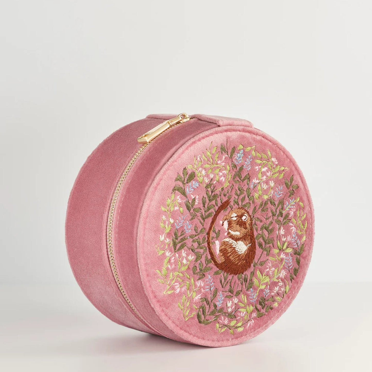 Chloe Dormouse Embroidered Jewellery Box (Pink) - The Little Jewellery Company