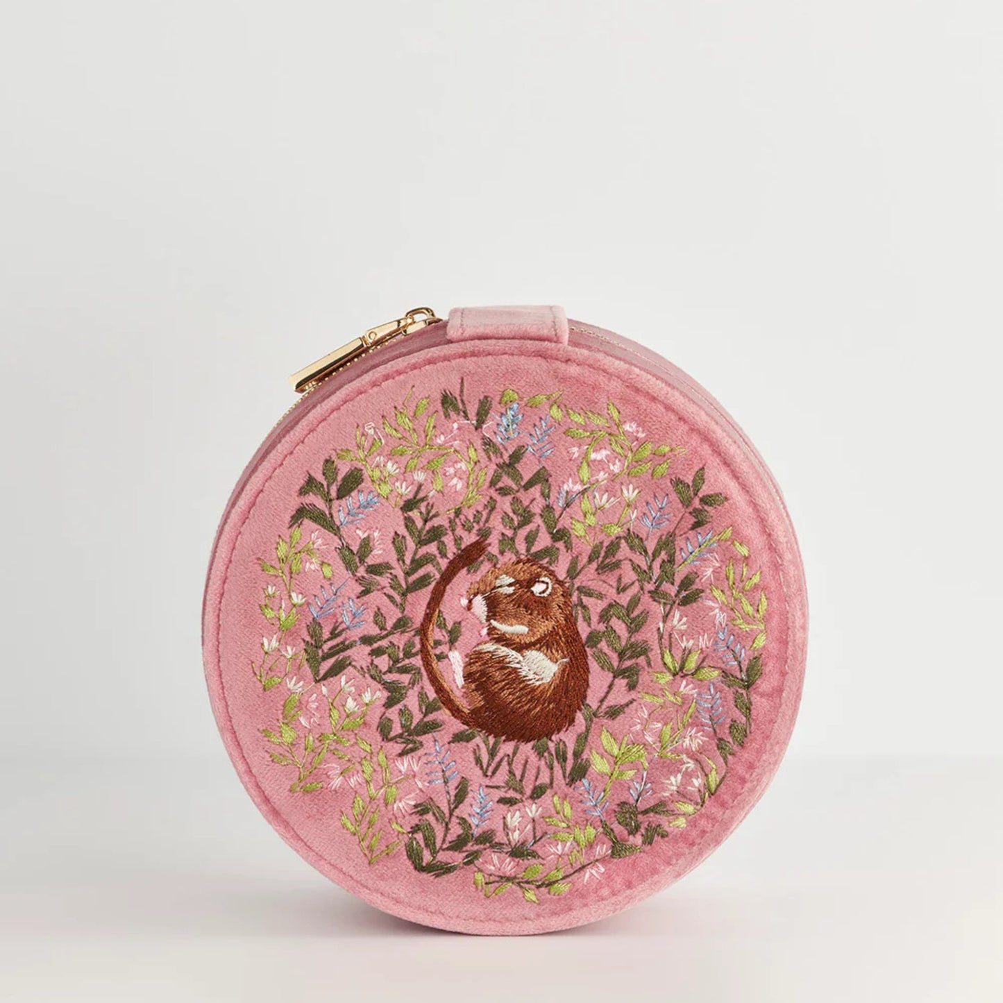 Chloe Dormouse Embroidered Jewellery Box (Pink) - The Little Jewellery Company