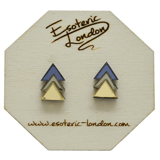 Classic Geometric Stud Earrings - Grey/ Bronze/ Gold - The Little Jewellery Company