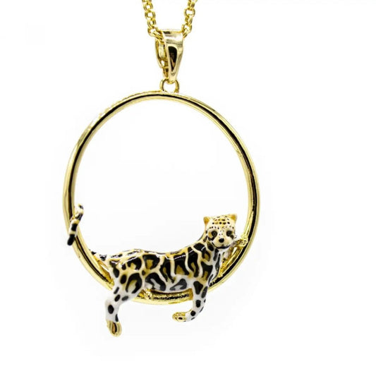 Clouded Leopard Hoop Pendant - The Little Jewellery Company