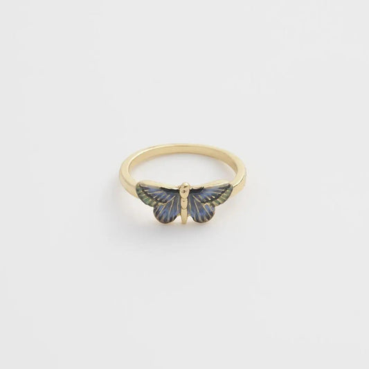 Deco Butterfly Blue Ring : Medium - The Little Jewellery Company