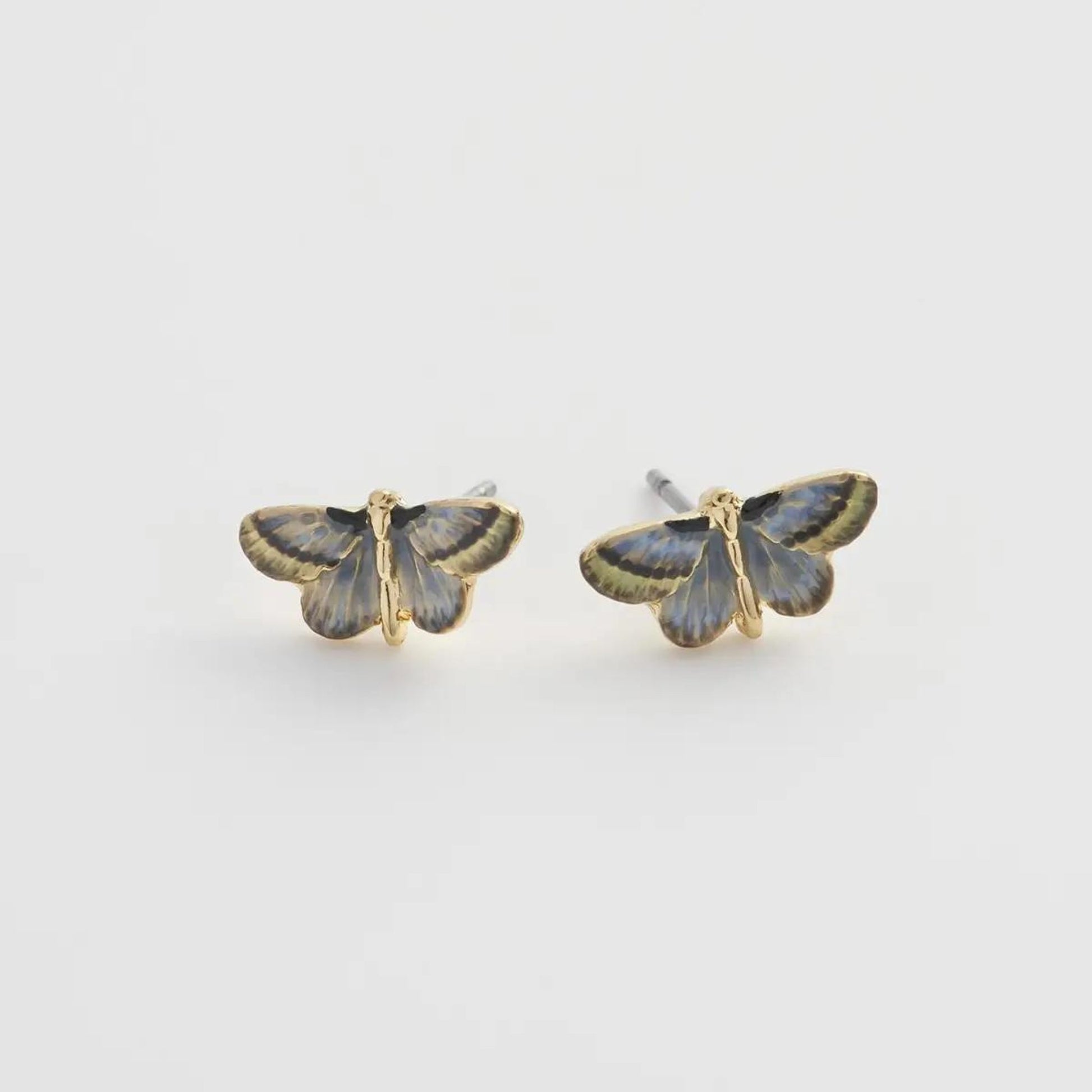 Deco Butterfly Blue Stud Earrings - The Little Jewellery Company