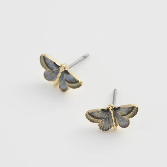 Deco Butterfly Blue Stud Earrings - The Little Jewellery Company