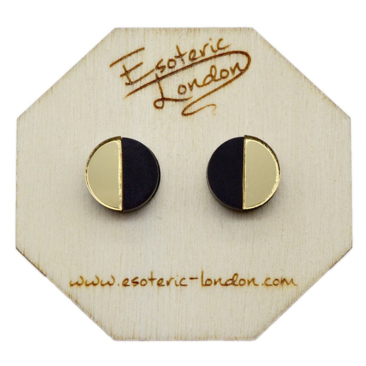 Geometric Stud Earrings - Black/Gold Circles - The Little Jewellery Company