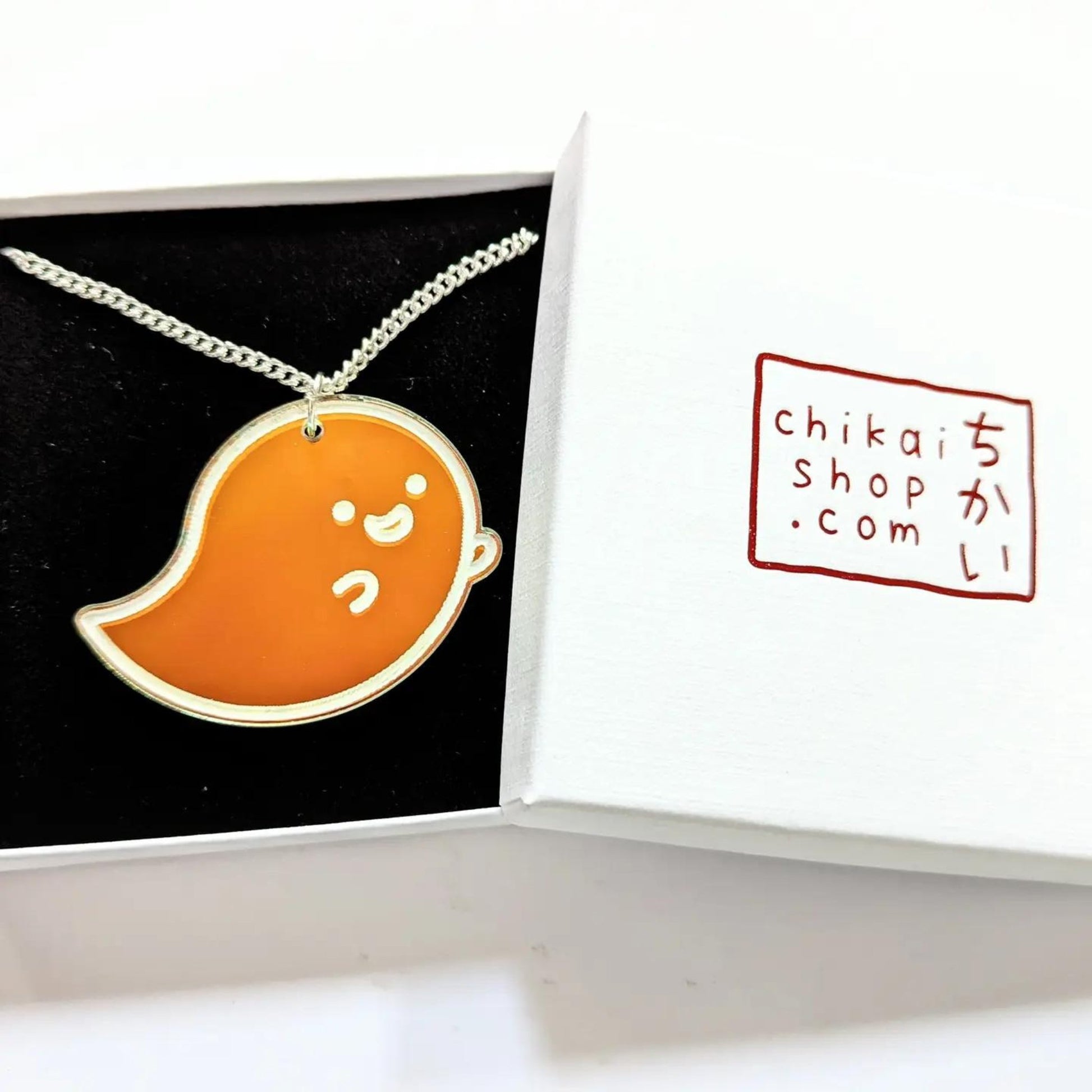 Ghost Necklace on Iridescent Tansluscent Acrylic - The Little Jewellery Company