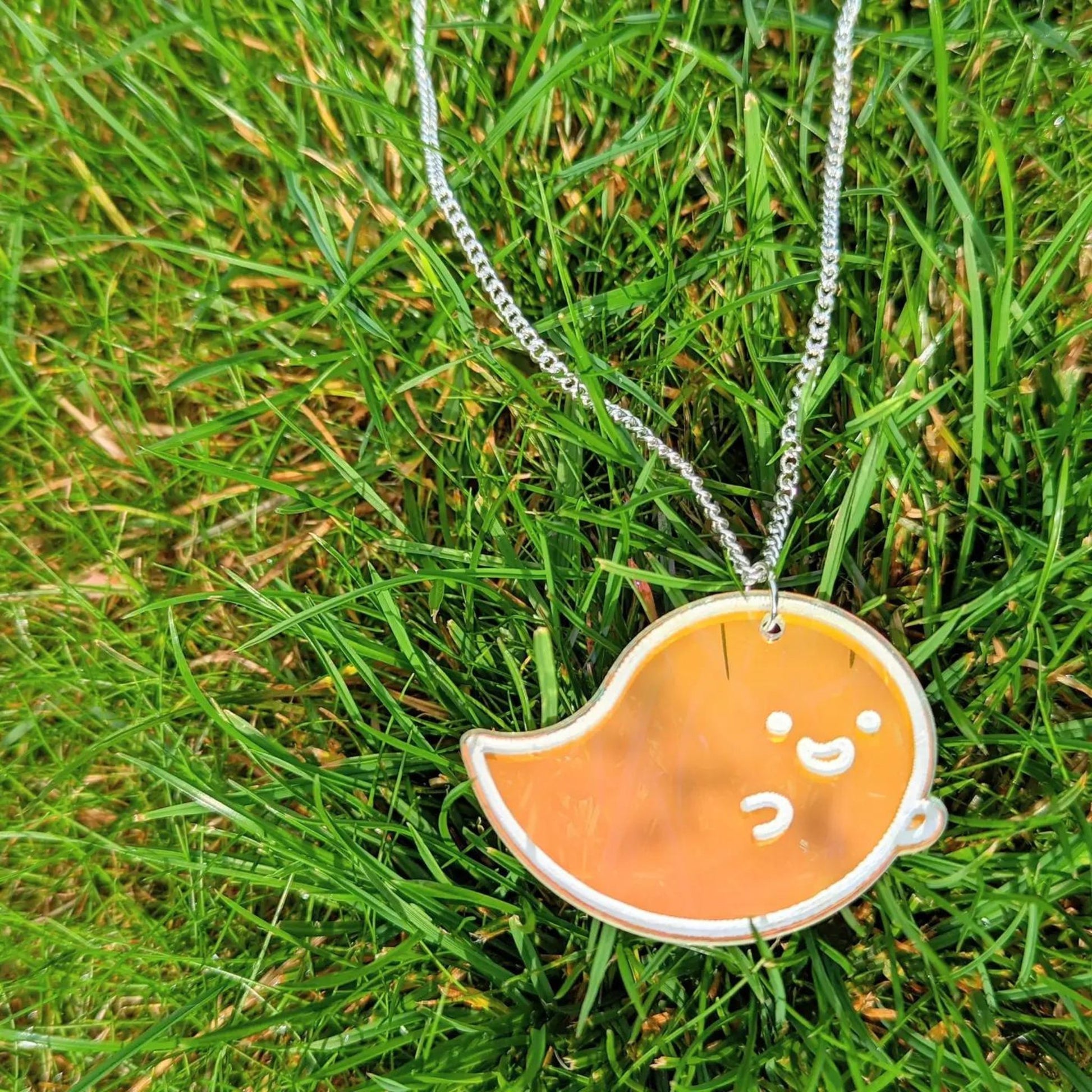 Ghost Necklace on Iridescent Tansluscent Acrylic - The Little Jewellery Company