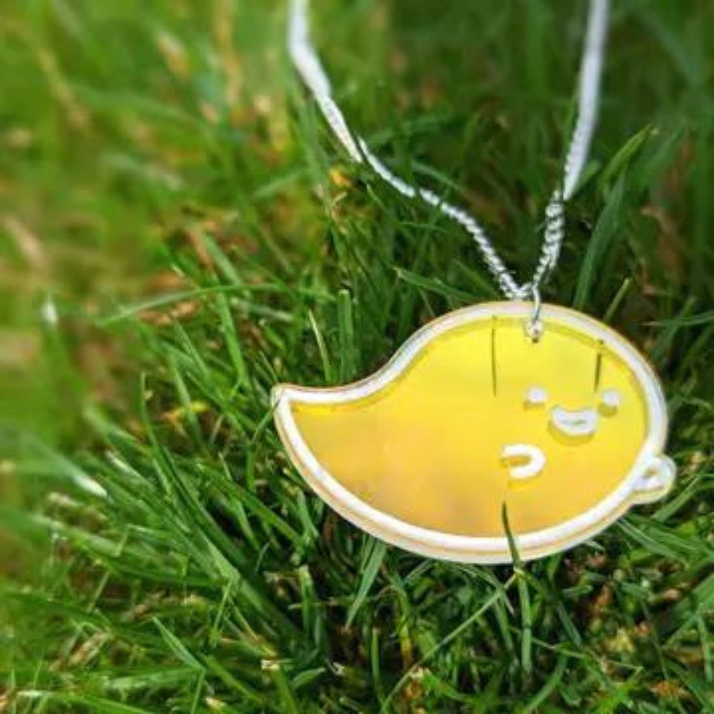 Ghost Necklace on Iridescent Tansluscent Acrylic - The Little Jewellery Company