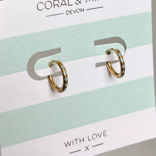 Gold Plated Huggie Earrings With Enamel - The Little Jewellery Company