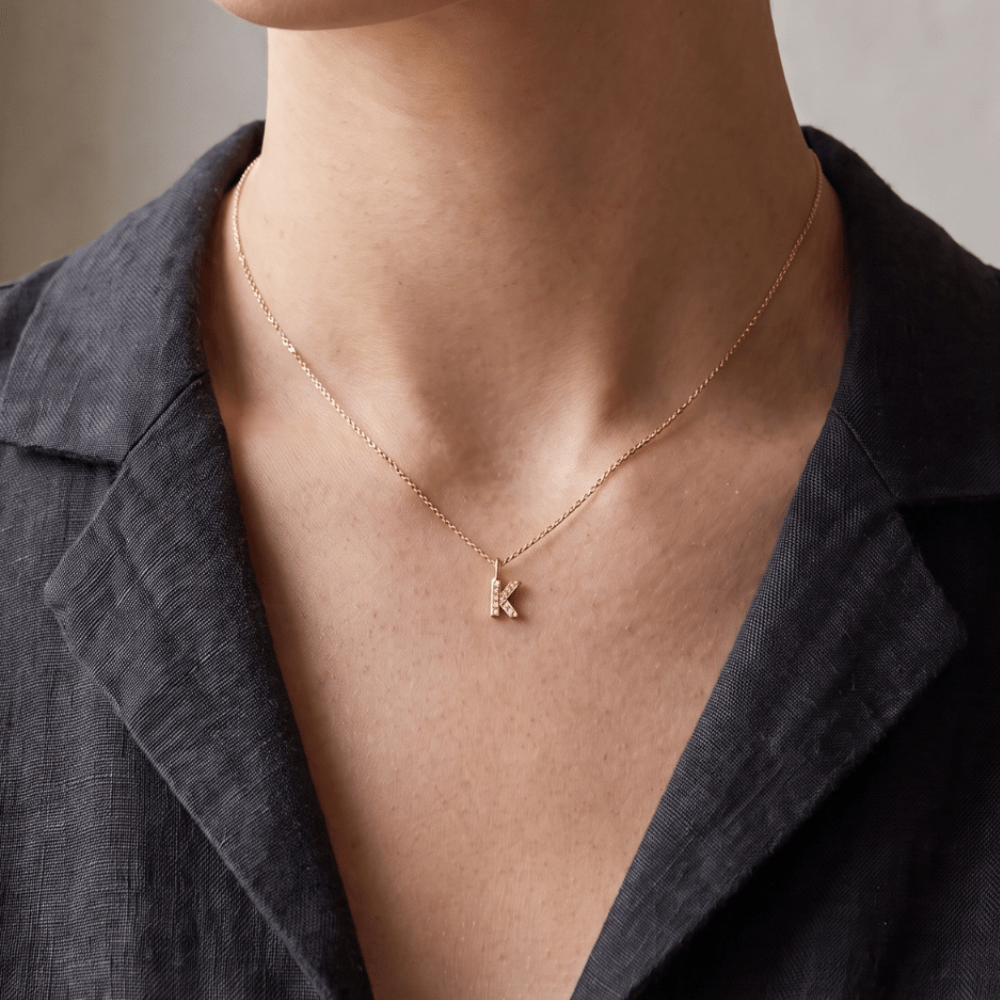 Gold Vermeil Mini Crystal Initial Necklace - The Little Jewellery Company