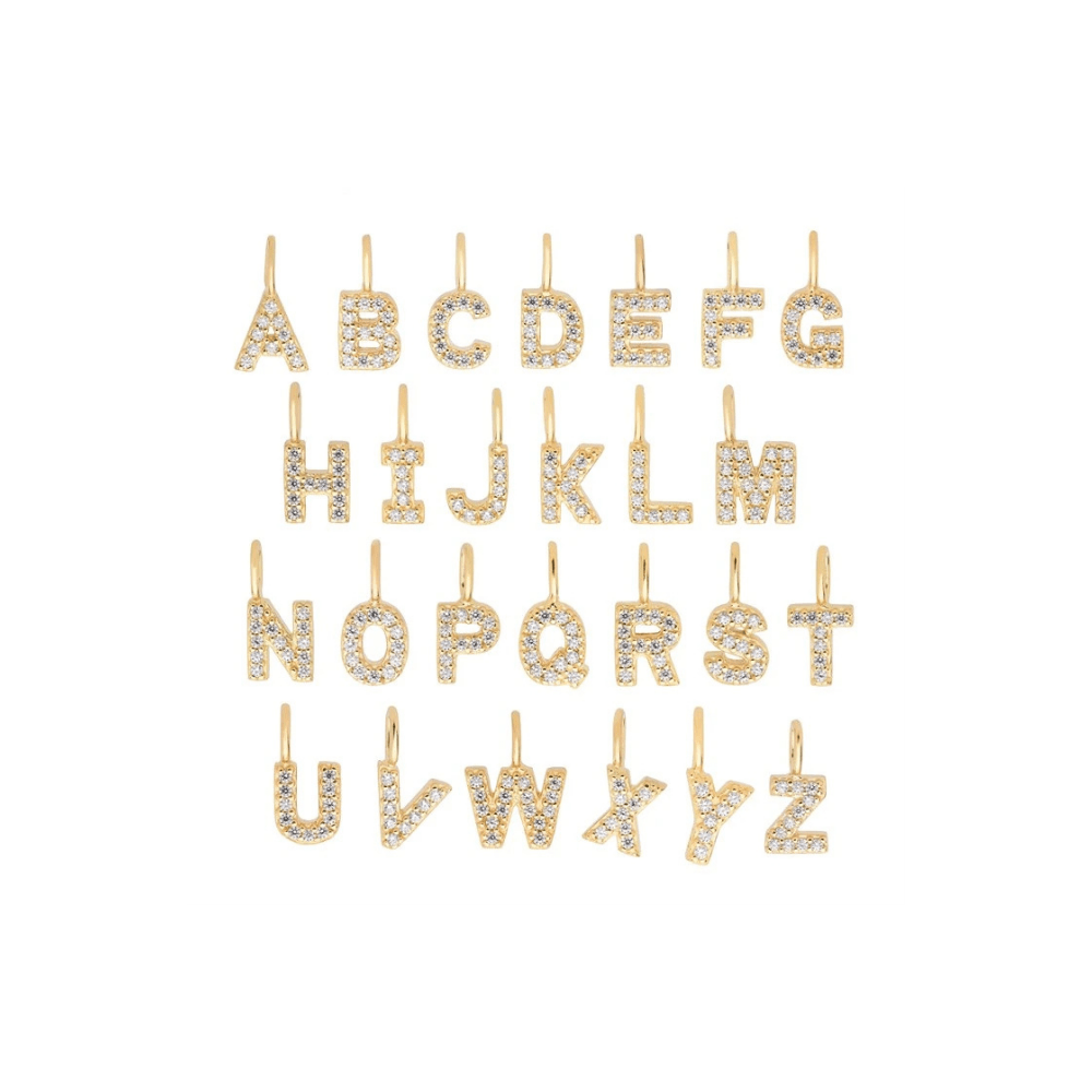 Gold Vermeil Mini Crystal Initial Necklace - The Little Jewellery Company