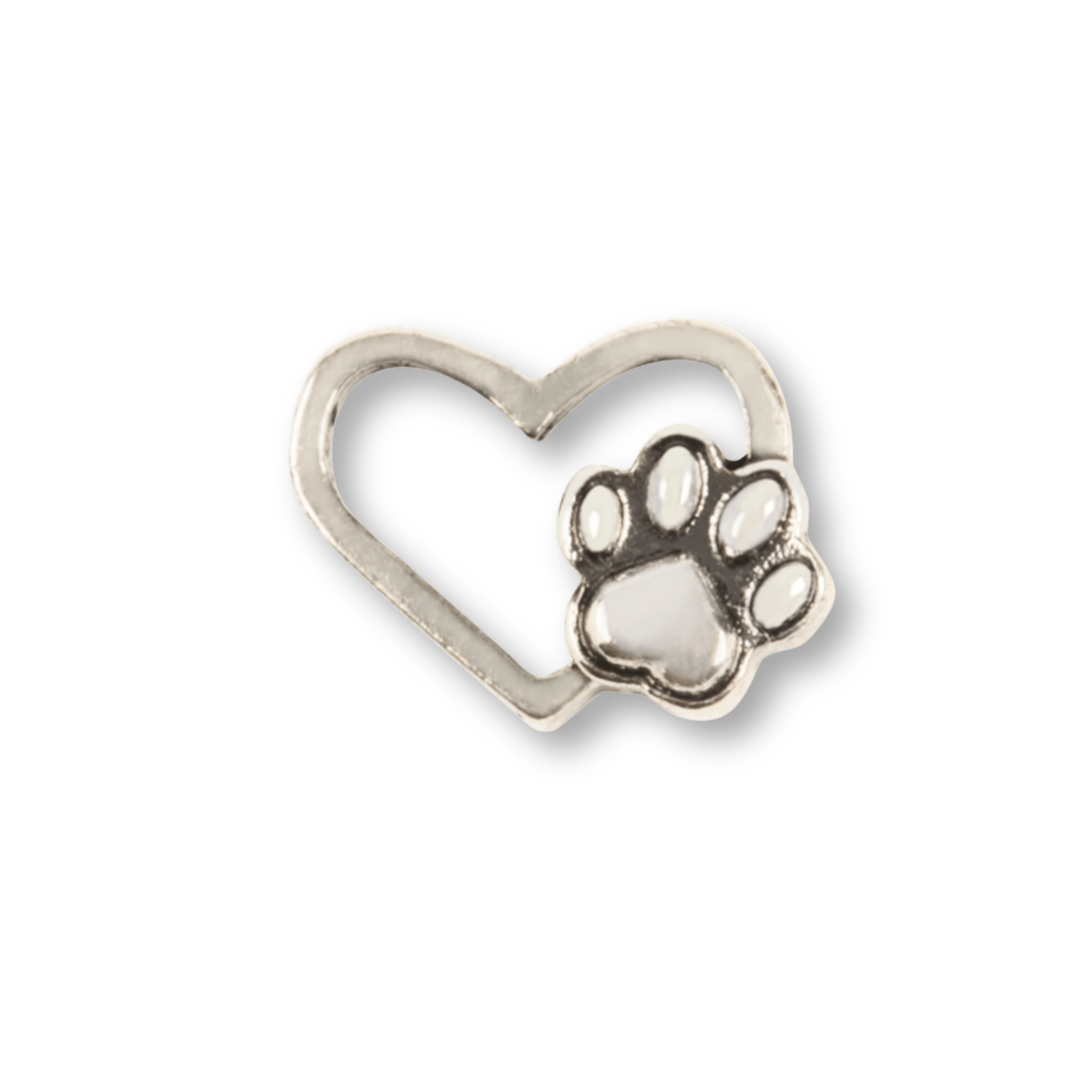Heart With Paw (Silver) Memory Locket Charm - The Little Jewellery Company