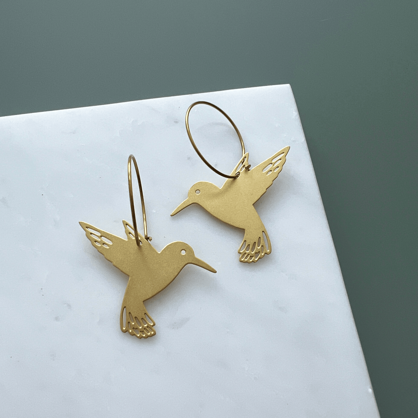 Hummingbird Hoop Earrings - Gold - The Little Jewellery Company