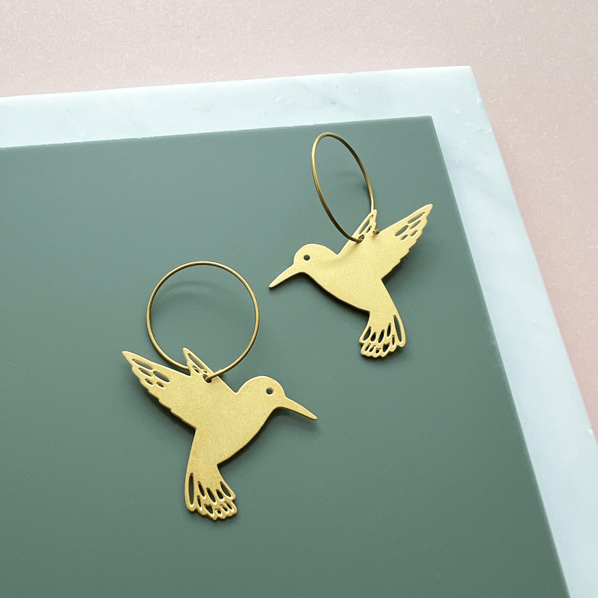 Hummingbird Hoop Earrings - Gold - The Little Jewellery Company