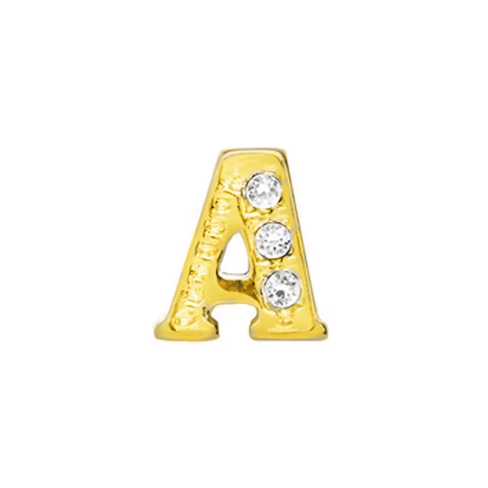 Letter A Memory Locket Charm - Gold - The Little Jewellery Company