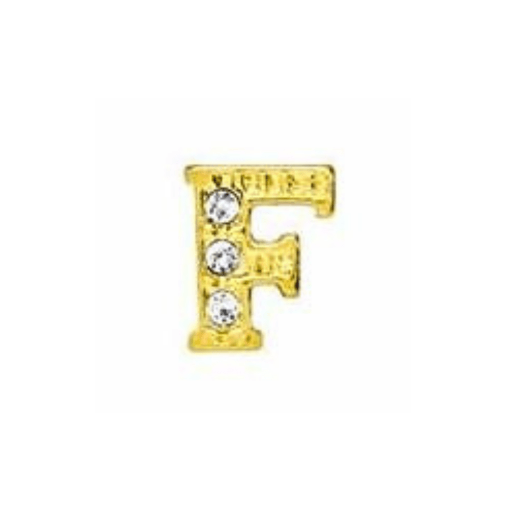 Letter F Memory Locket Charm - Gold - The Little Jewellery Company