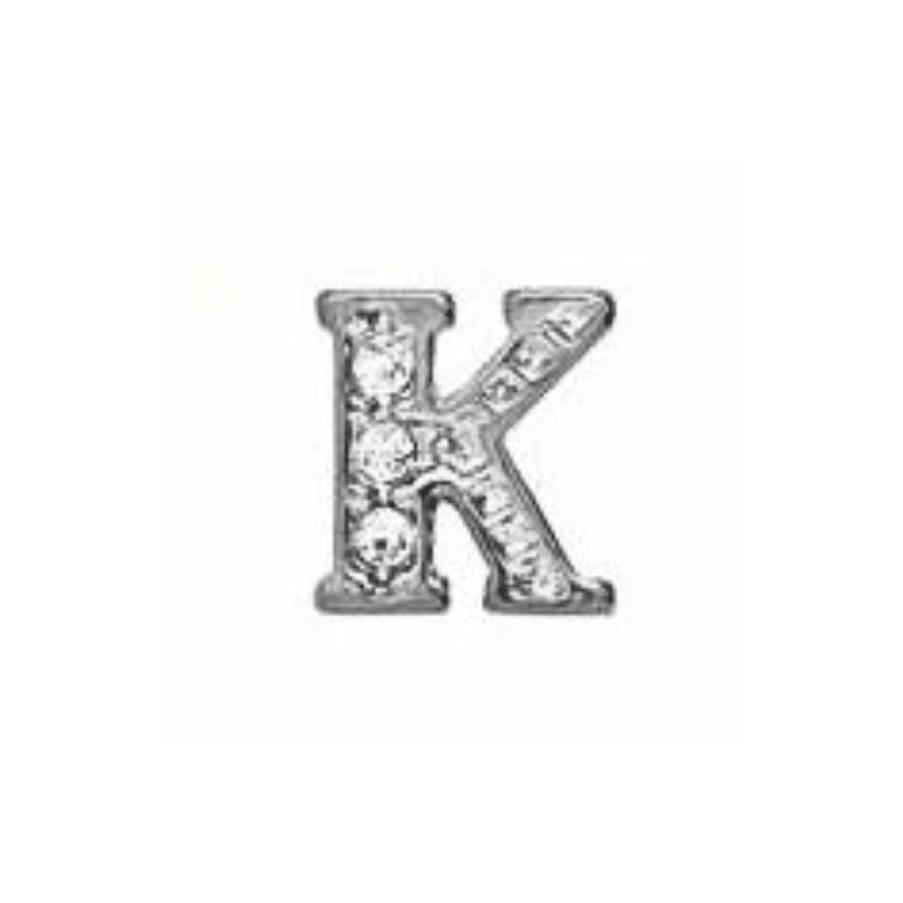 Letter K Memory Locket Charm - Silver - The Little Jewellery Company