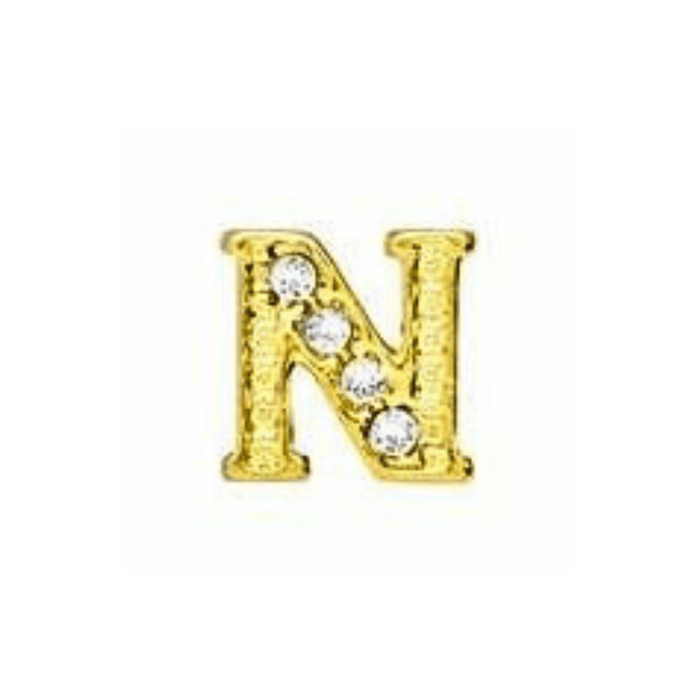Letter N Memory Locket Charm - Gold - The Little Jewellery Company