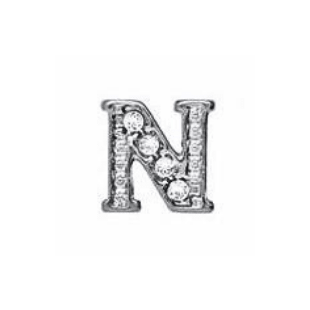 Letter N Memory Locket Charm - Silver - The Little Jewellery Company