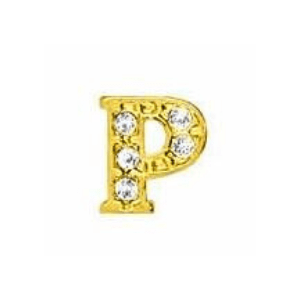 Letter P Memory Locket Charm - Gold - The Little Jewellery Company